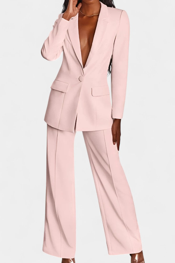 Marina Conjunto de Blazer a Medida y Pantalones de Pierna Ancha