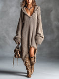 Martina | Vestito midi in maglia felpata con cappuccio