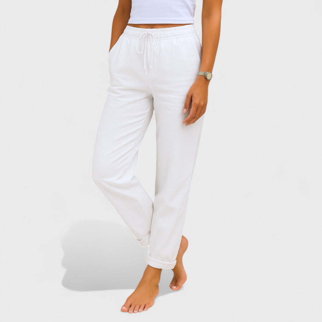 Clara | pantalones de lino elásticos