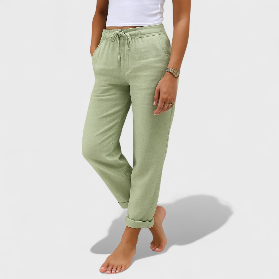 Clara | pantalones de lino elásticos