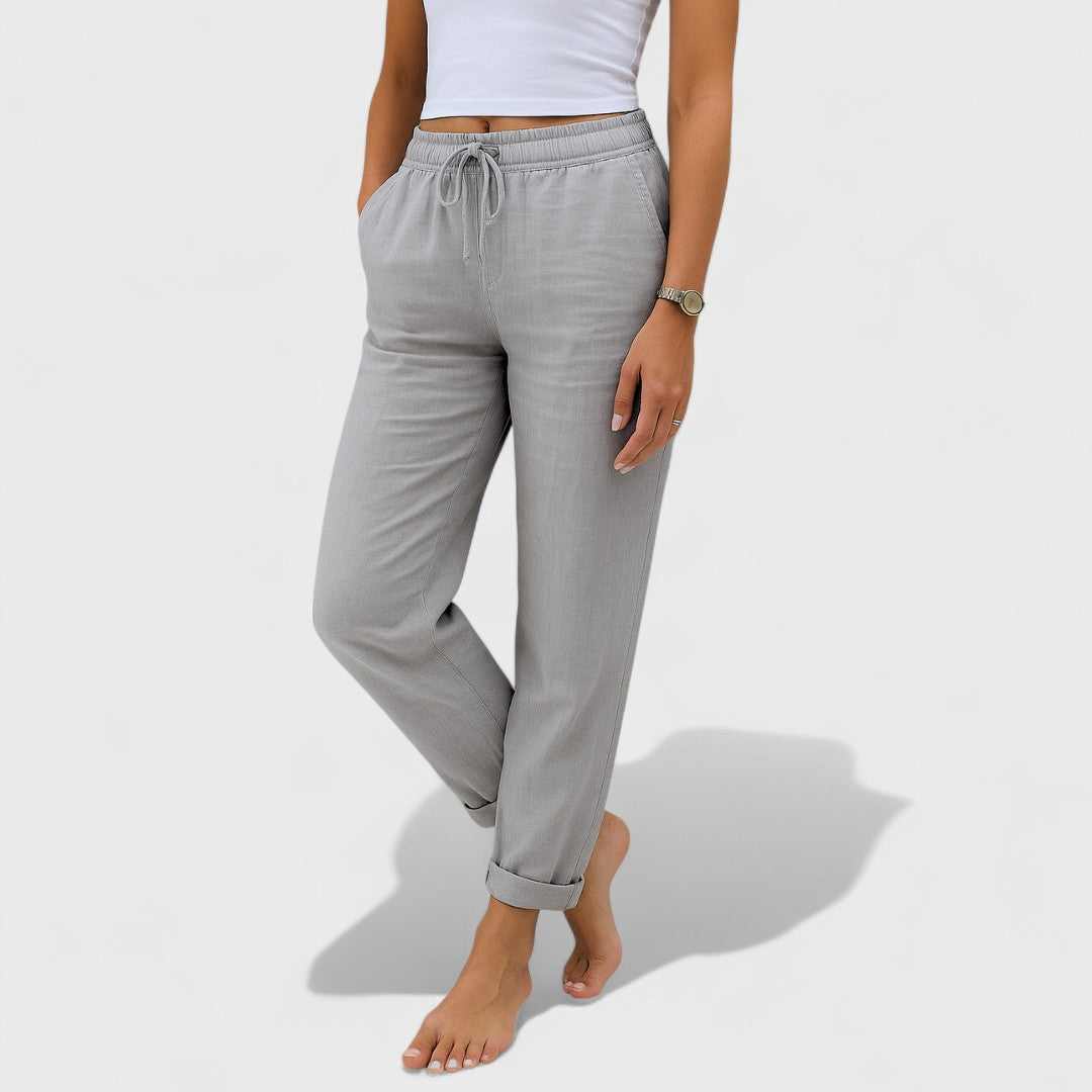 Clara | pantalones de lino elásticos