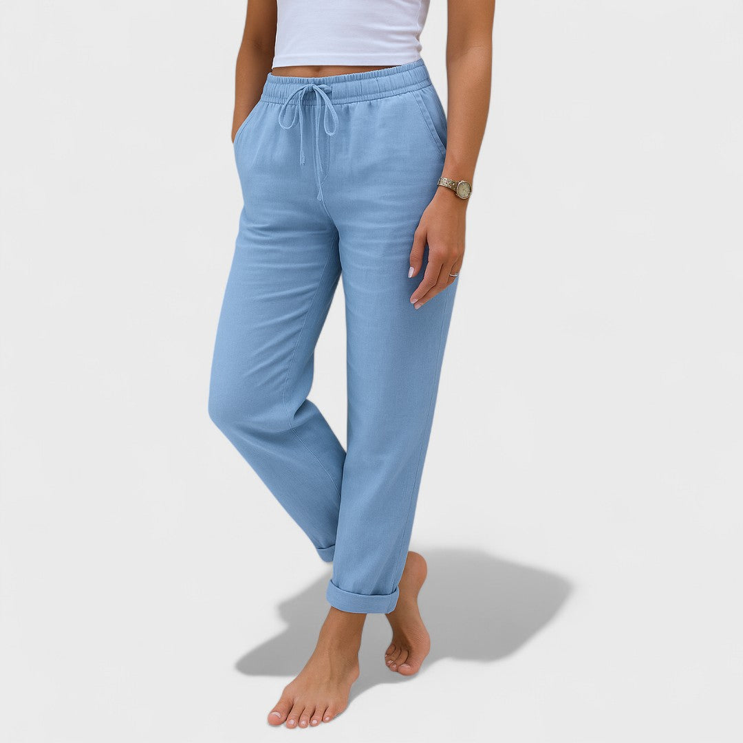 Clara | pantalones de lino elásticos