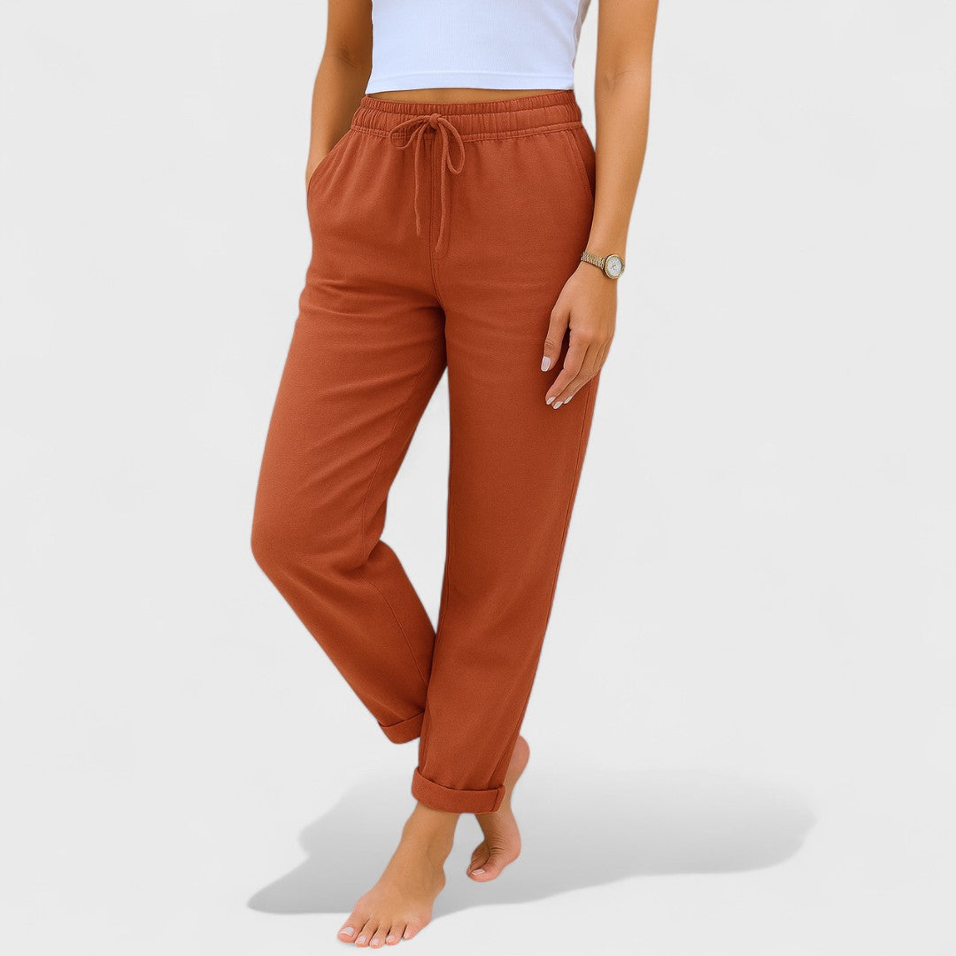 Clara | pantalones de lino elásticos
