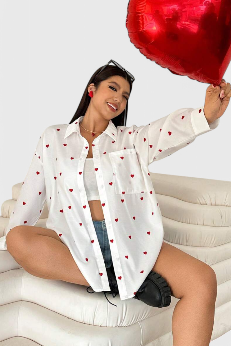 Alba | Blusa de Algodón Bordada con Corazones