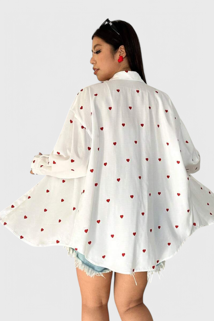 Alba | Blusa de Algodón Bordada con Corazones