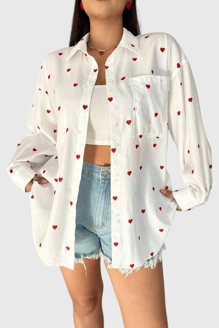 Alba | Blusa de Algodón Bordada con Corazones