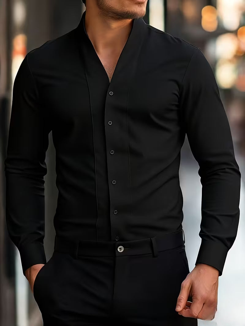 Abnar - Camisa de manga larga con botones