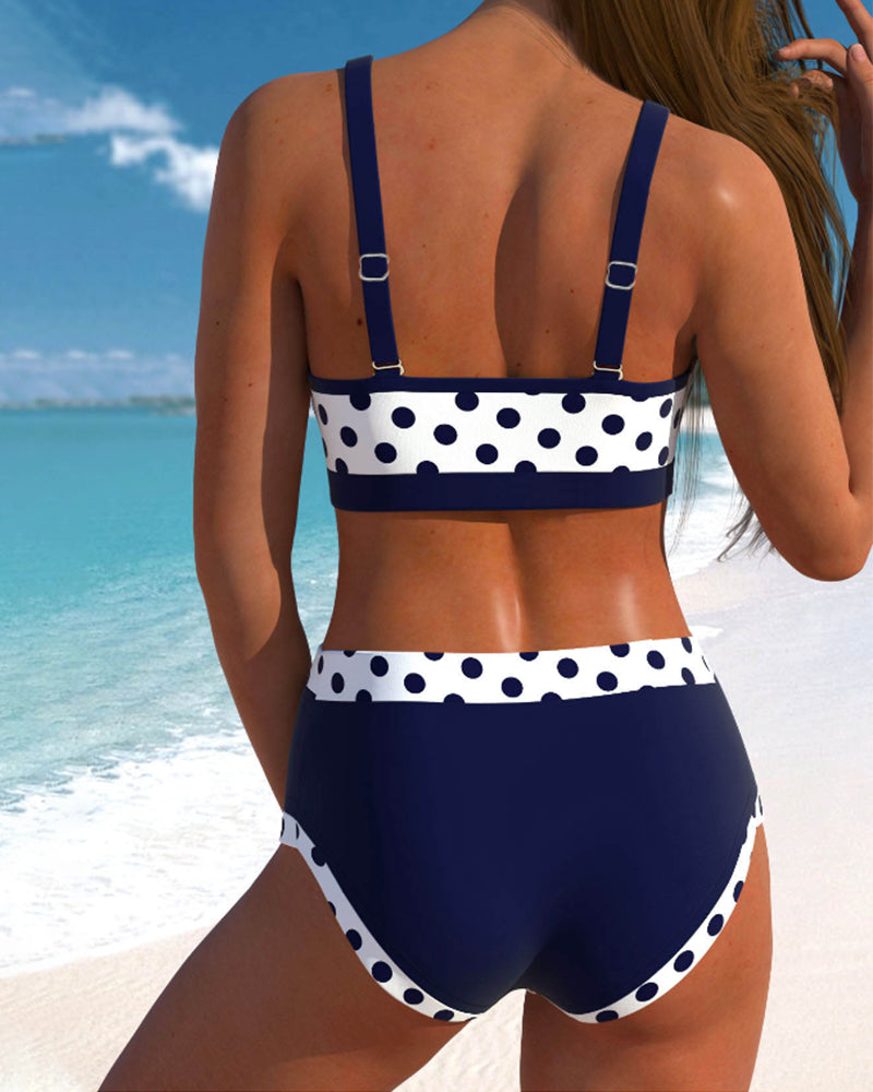 Natalia | Bikini de cintura alta con rayas y diseño patchwork