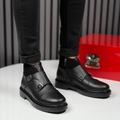 Abner - Botas de piel con cierre de hebilla (estilo Monk)