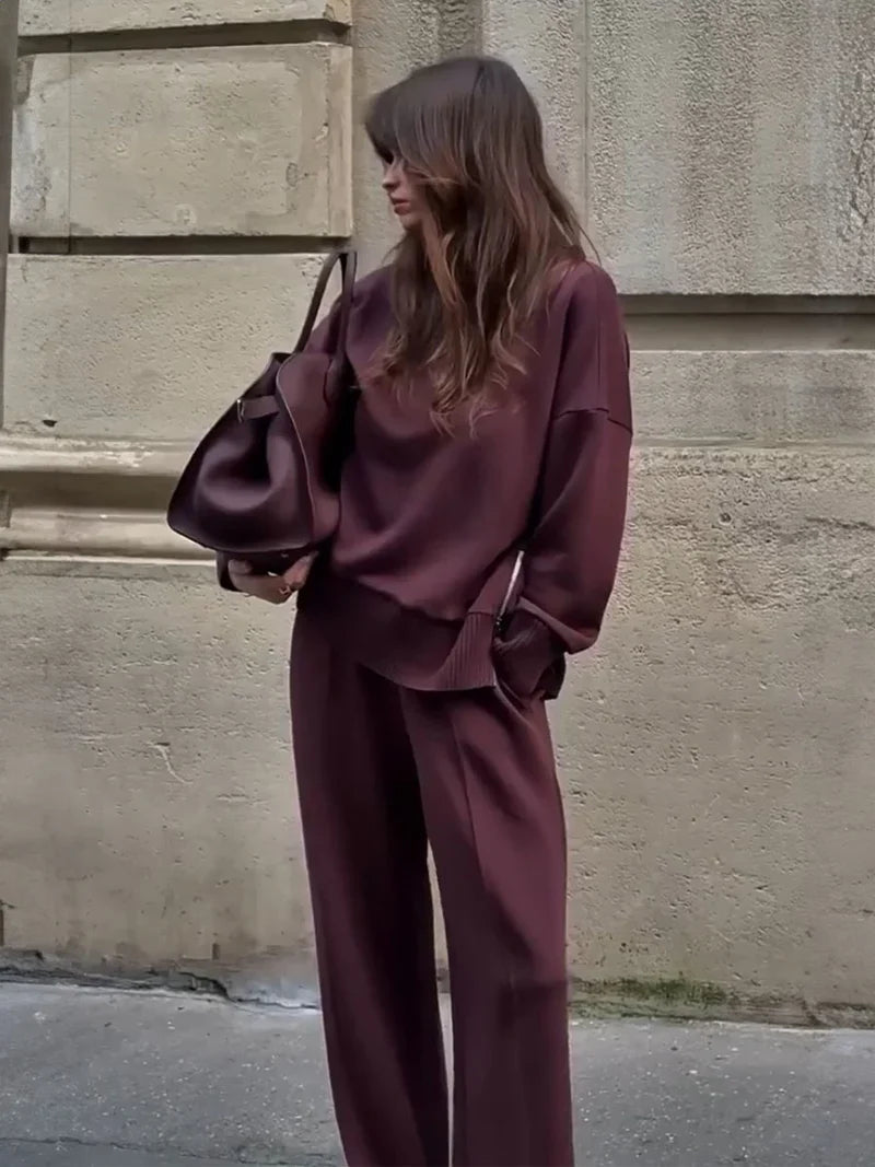 Nogaelle - Conjunto de sudadera elegante con corte suave