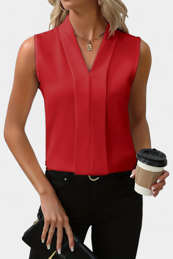 Ariadna | Blusa Sin Mangas con Escote en V y Corte Fluido