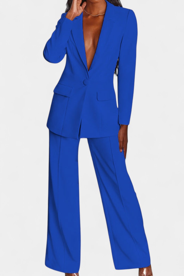 Marina Conjunto de Blazer a Medida y Pantalones de Pierna Ancha