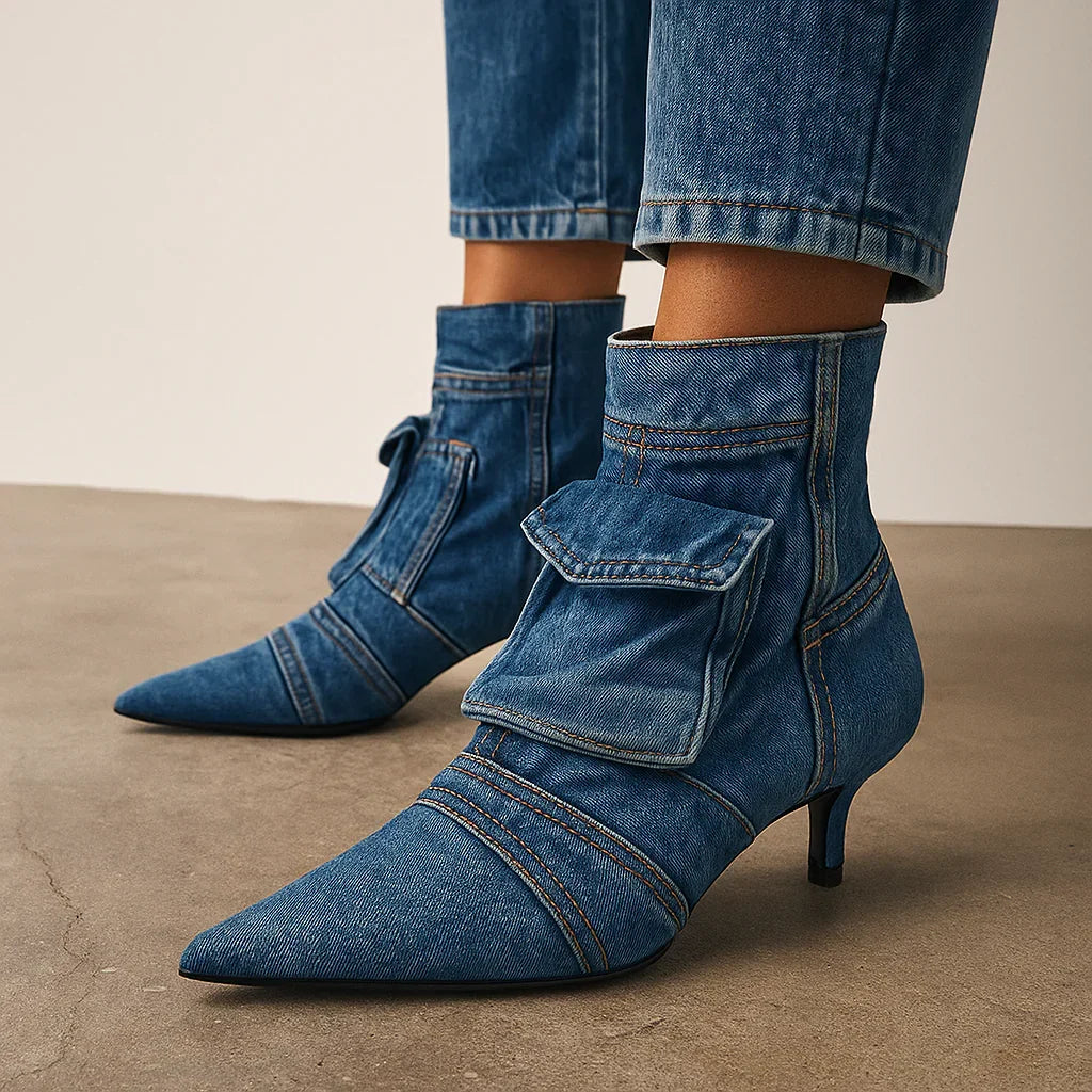 Sofia | Botines de diseño cargo en tejido tejano