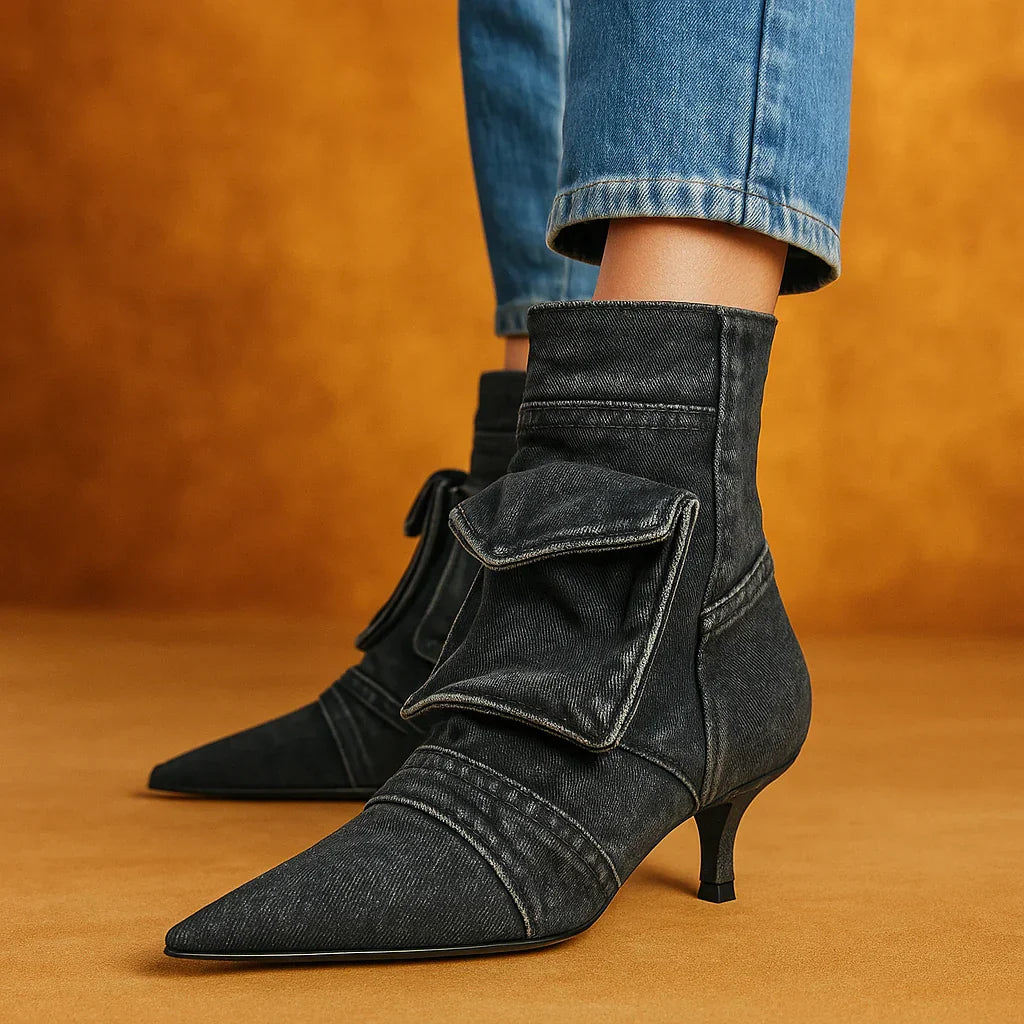 Sofia | Botines de diseño cargo en tejido tejano