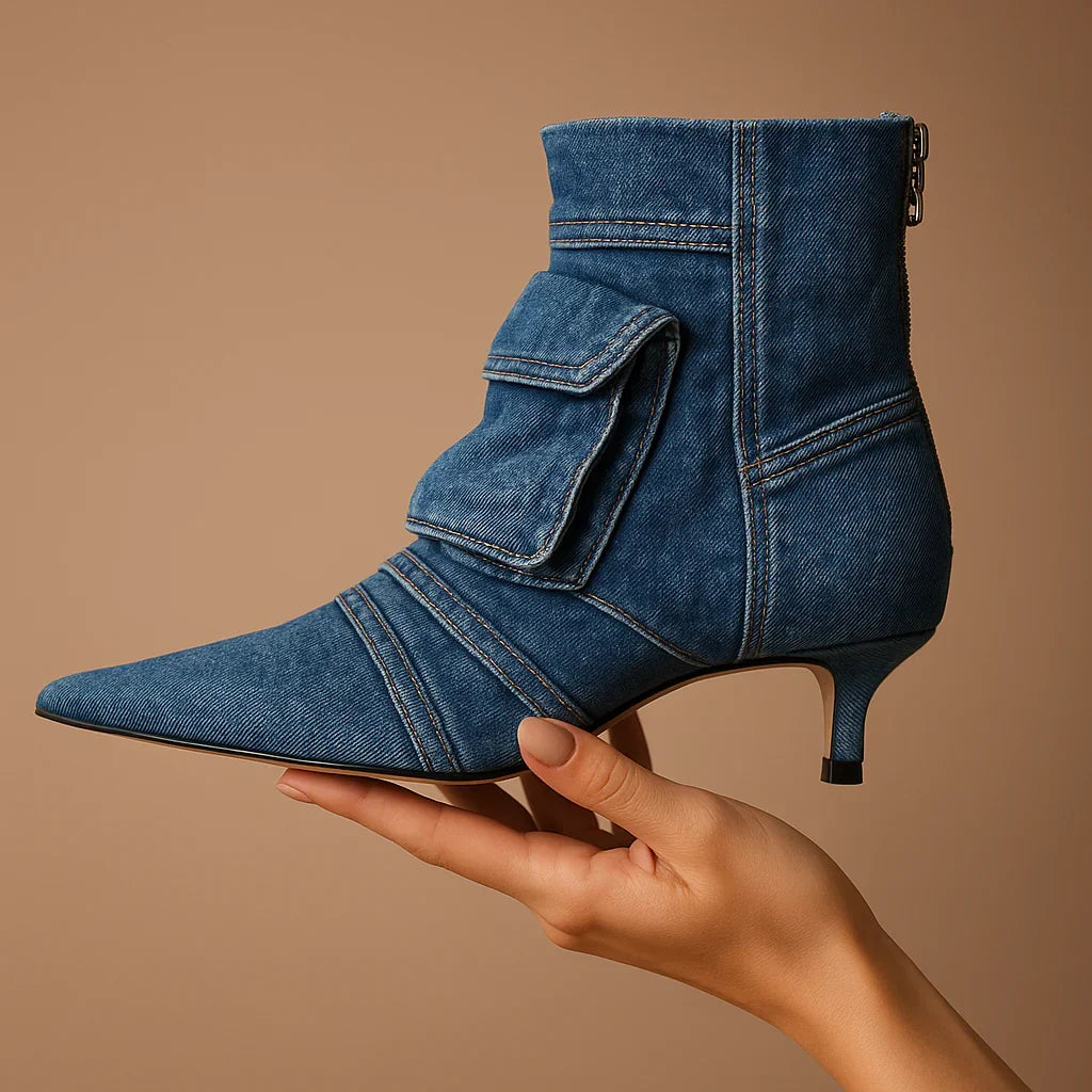 Sofia | Botines de diseño cargo en tejido tejano