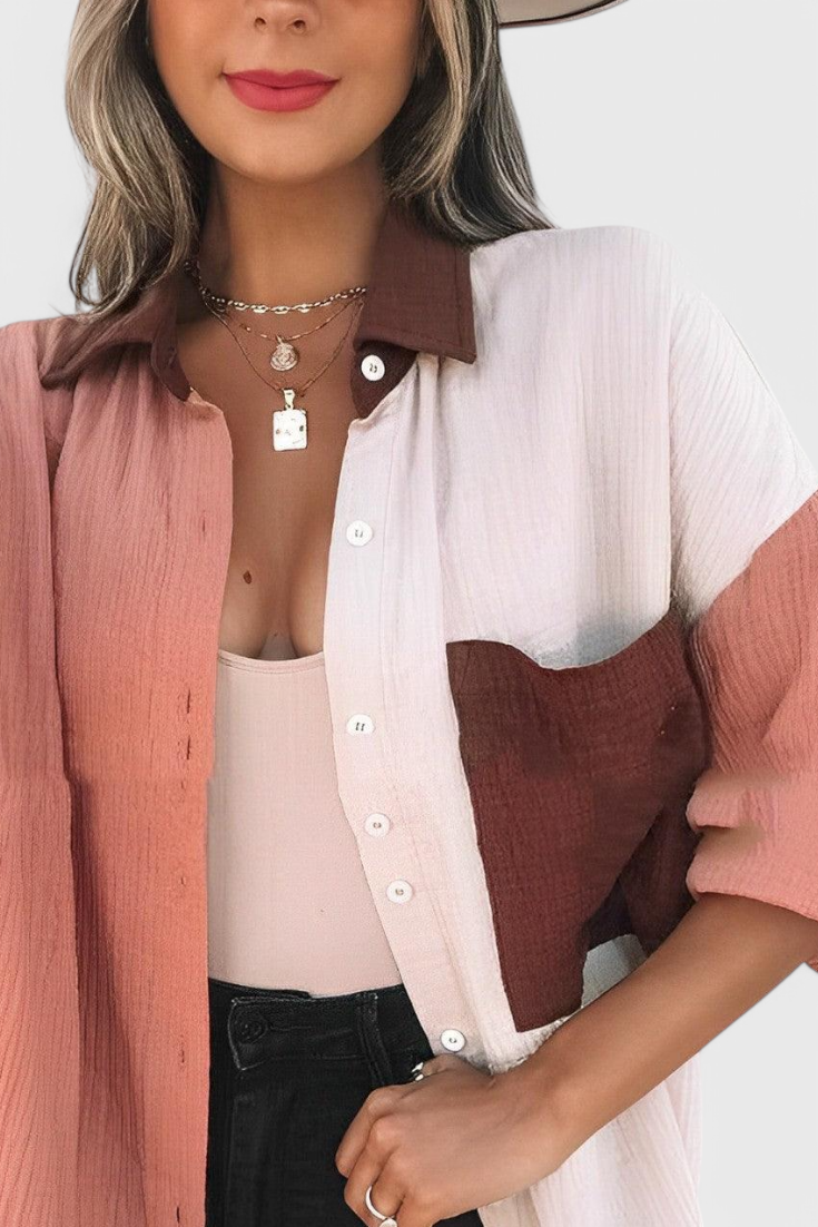 Valeria | Blusa de Botones en Bloque de Color
