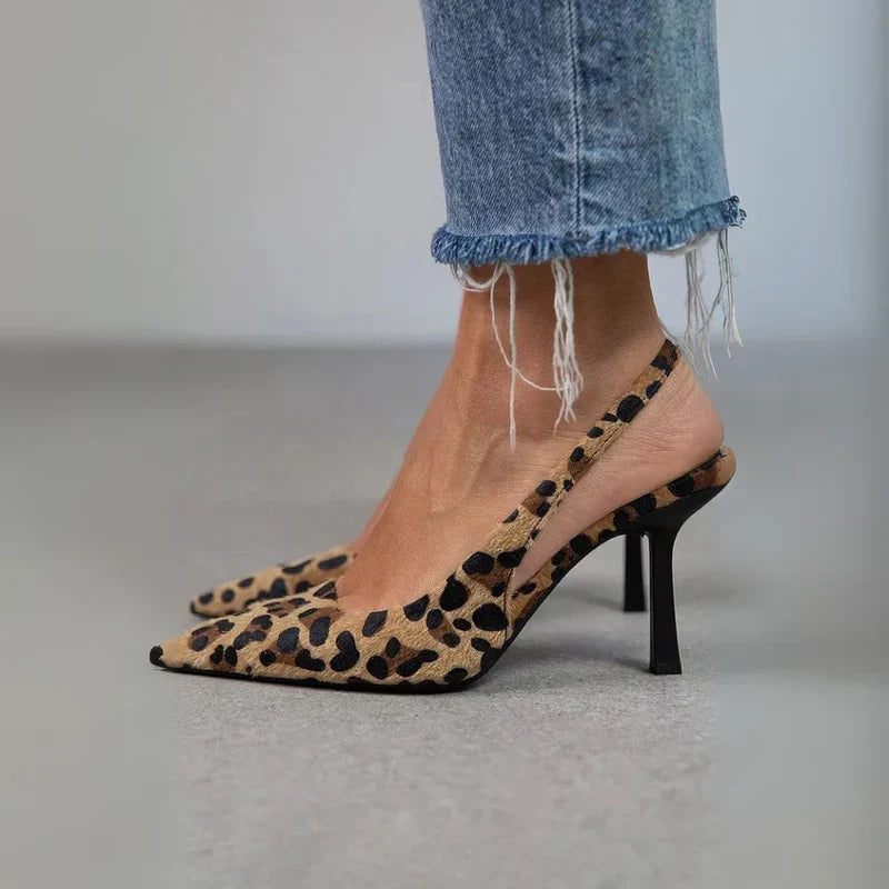 Mónica | Zapatos de tacón de leopardo con punta afilada