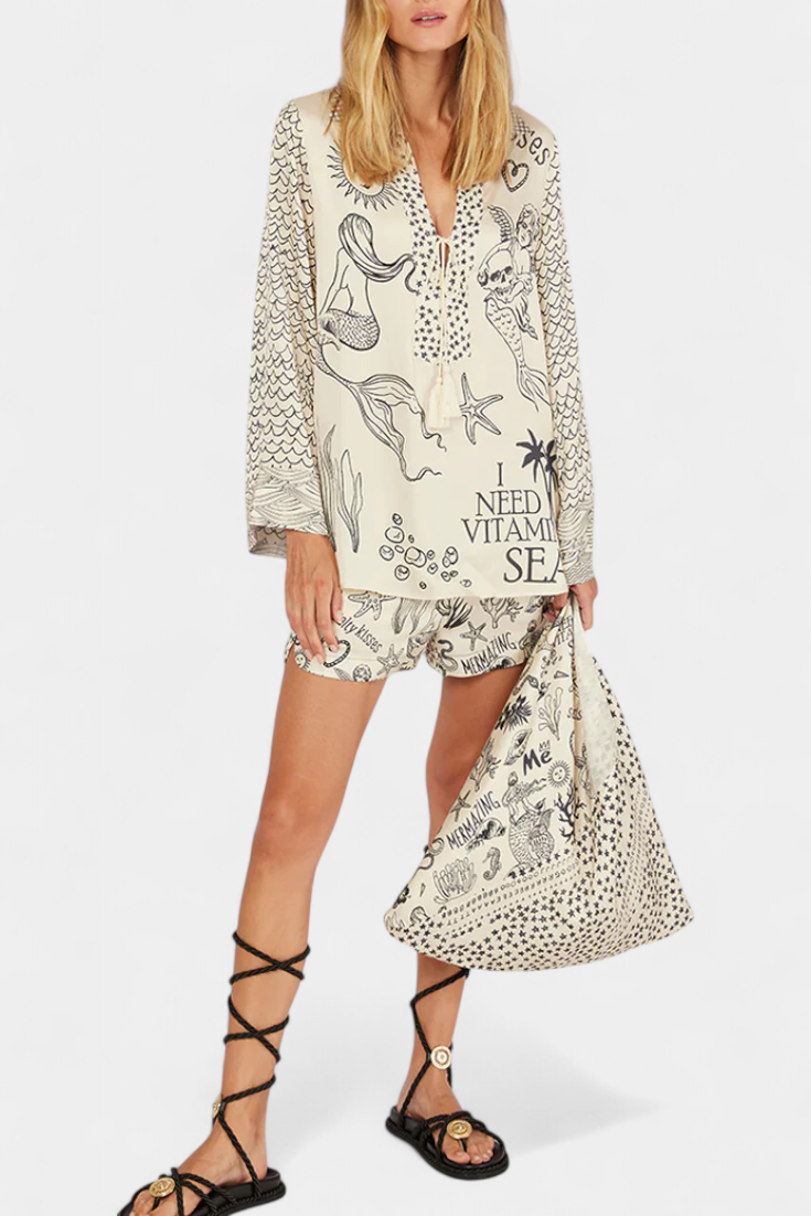 Amalia | Conjunto Camisero Estampado con Short Elástico