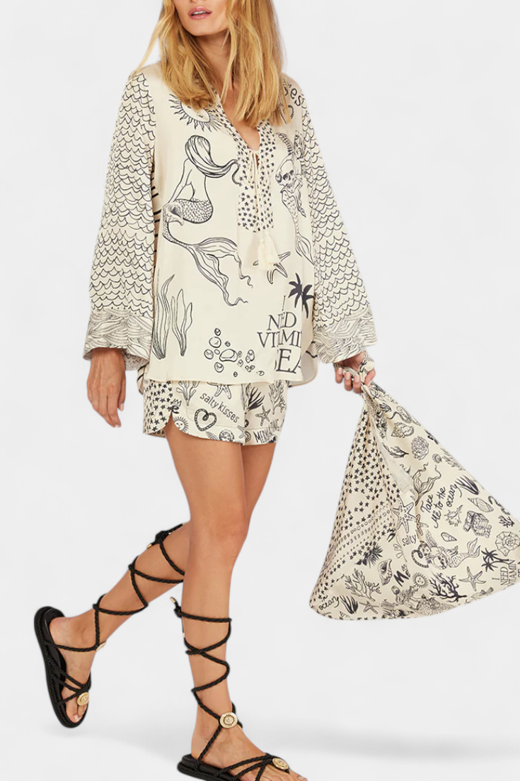 Amalia | Conjunto Camisero Estampado con Short Elástico
