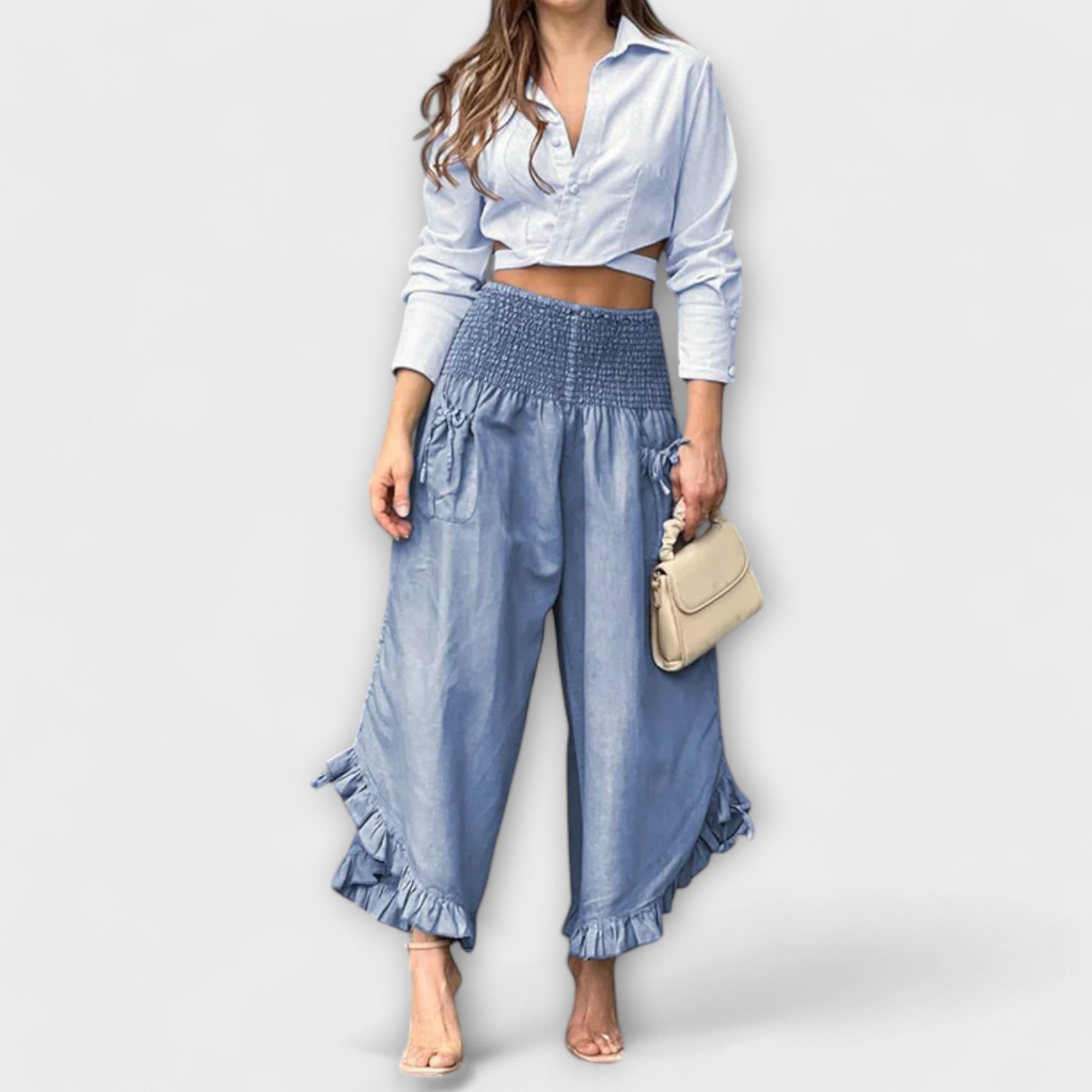 Vega | pantalones de lino holgados con pliegues de moda