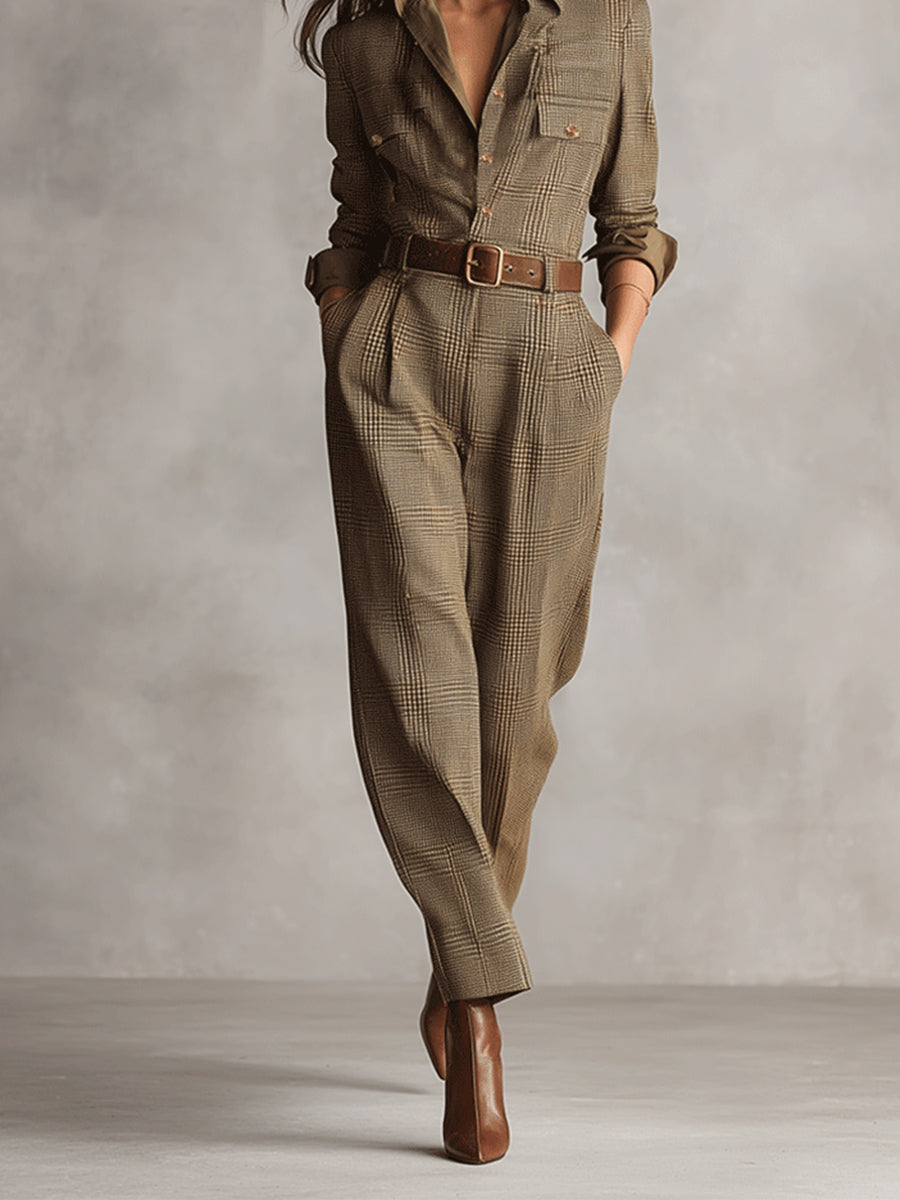 Célia | Tuta Marrone con Dettagli Raffinati