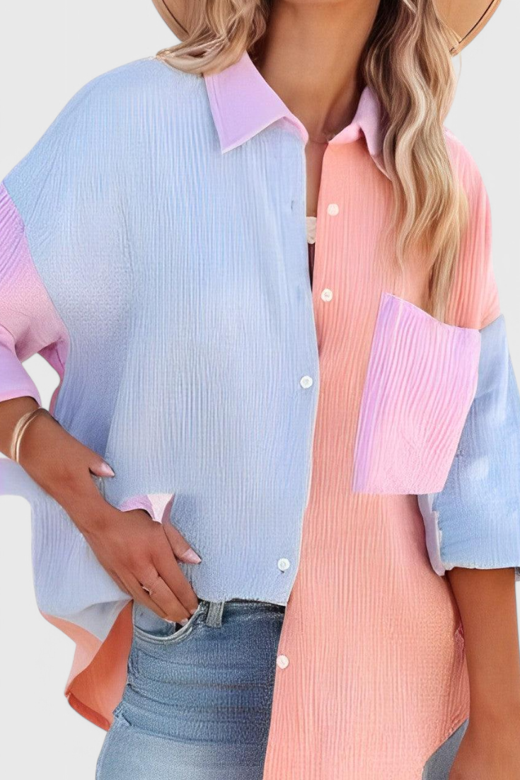 Valeria | Blusa de Botones en Bloque de Color