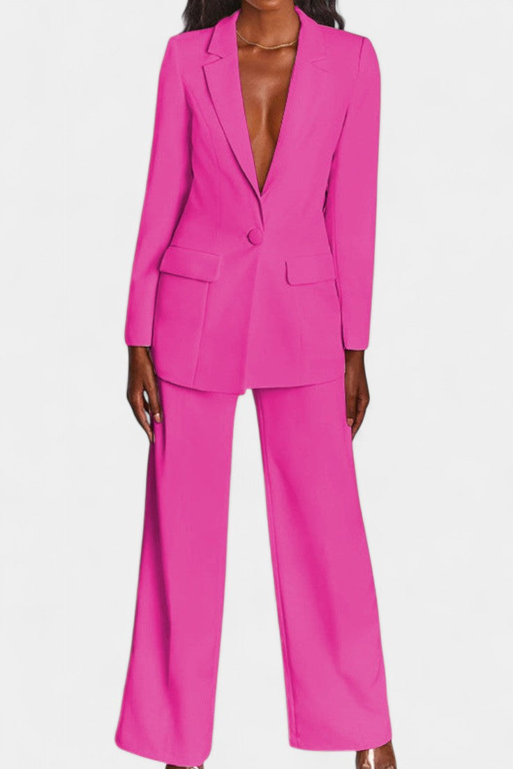 Marina Conjunto de Blazer a Medida y Pantalones de Pierna Ancha