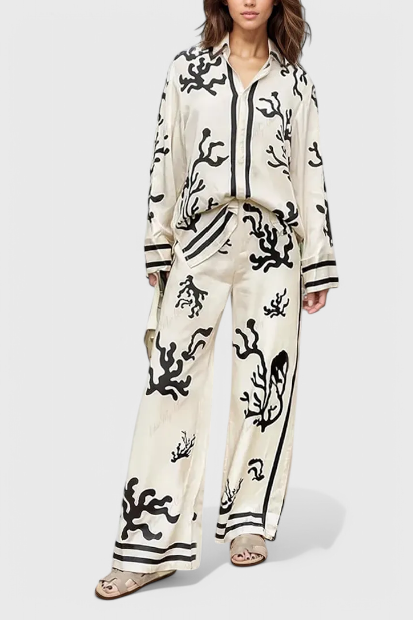 Nazaret | Conjunto de Pierna Ancha con Estampado Artístico