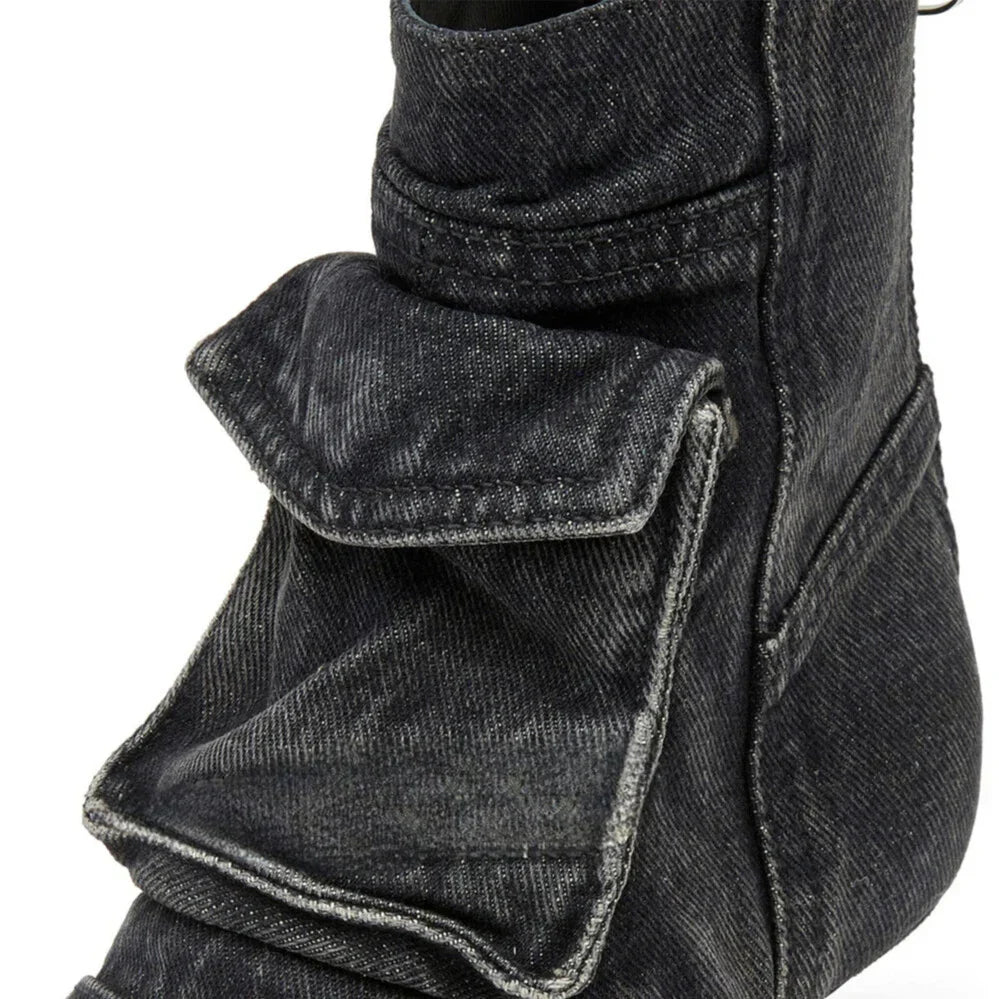 Sofia | Botines de diseño cargo en tejido tejano
