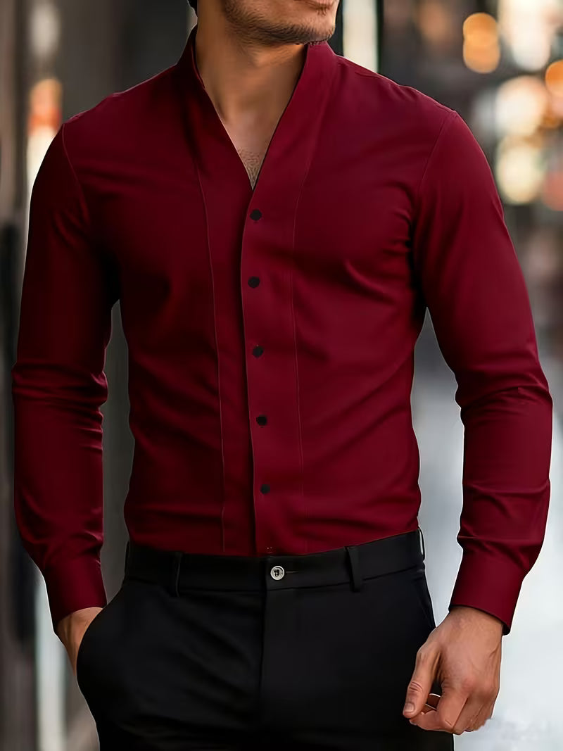 Abnar - Camisa de manga larga con botones