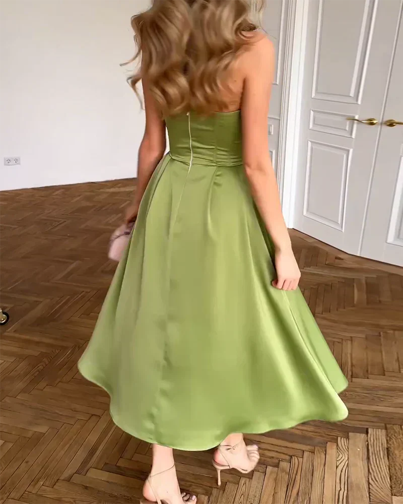 Adriana | Elegante vestido midi sin tirantes