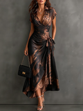 Daniela | Vestido midi cruzado con estampado abstracto