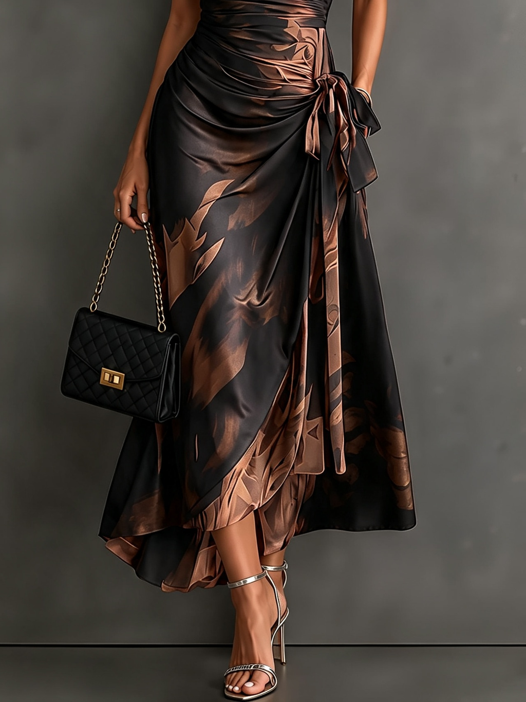 Daniela | Vestido midi cruzado con estampado abstracto