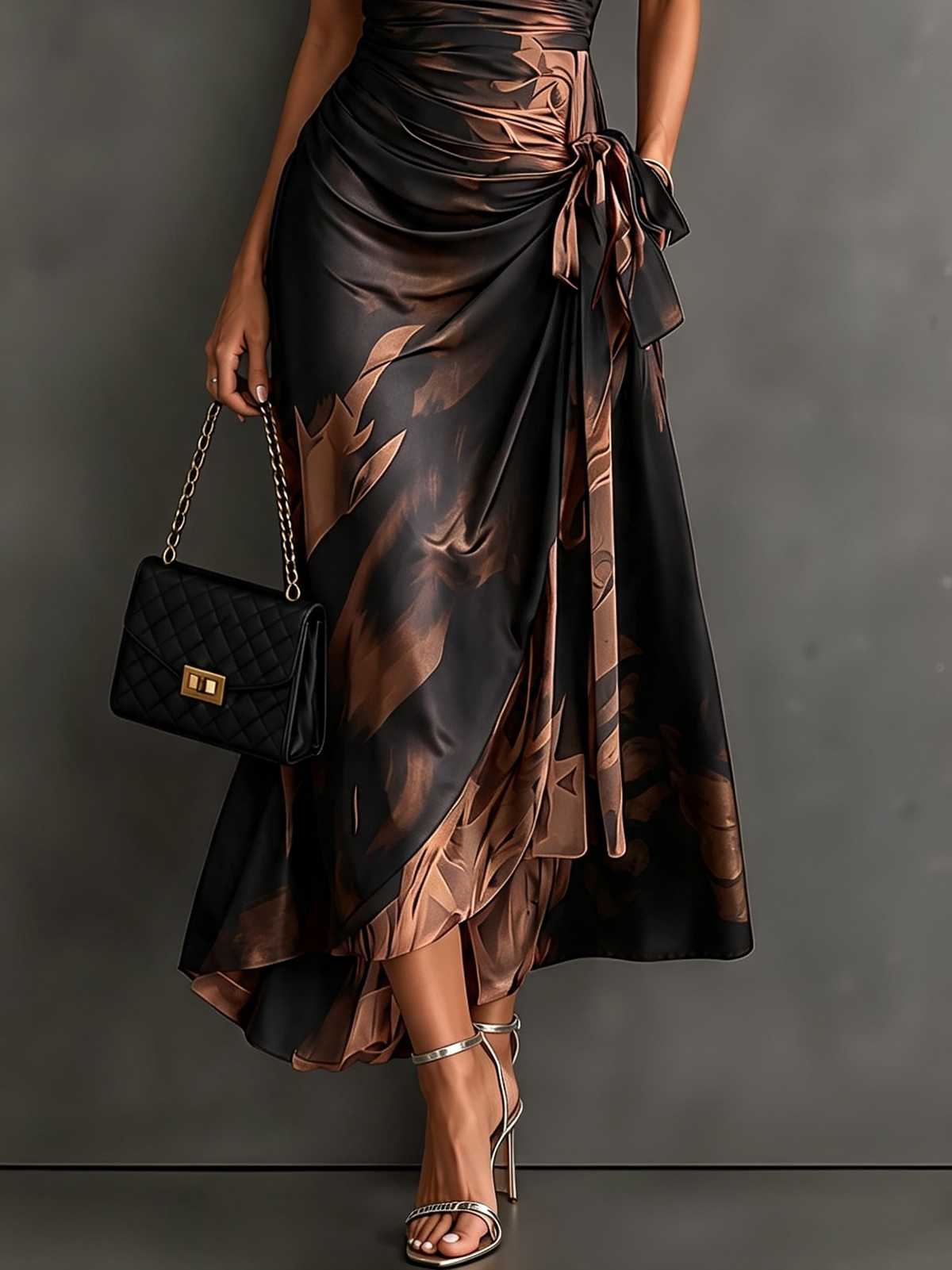 Daniela | Vestito midi incrociato con stampa astratta