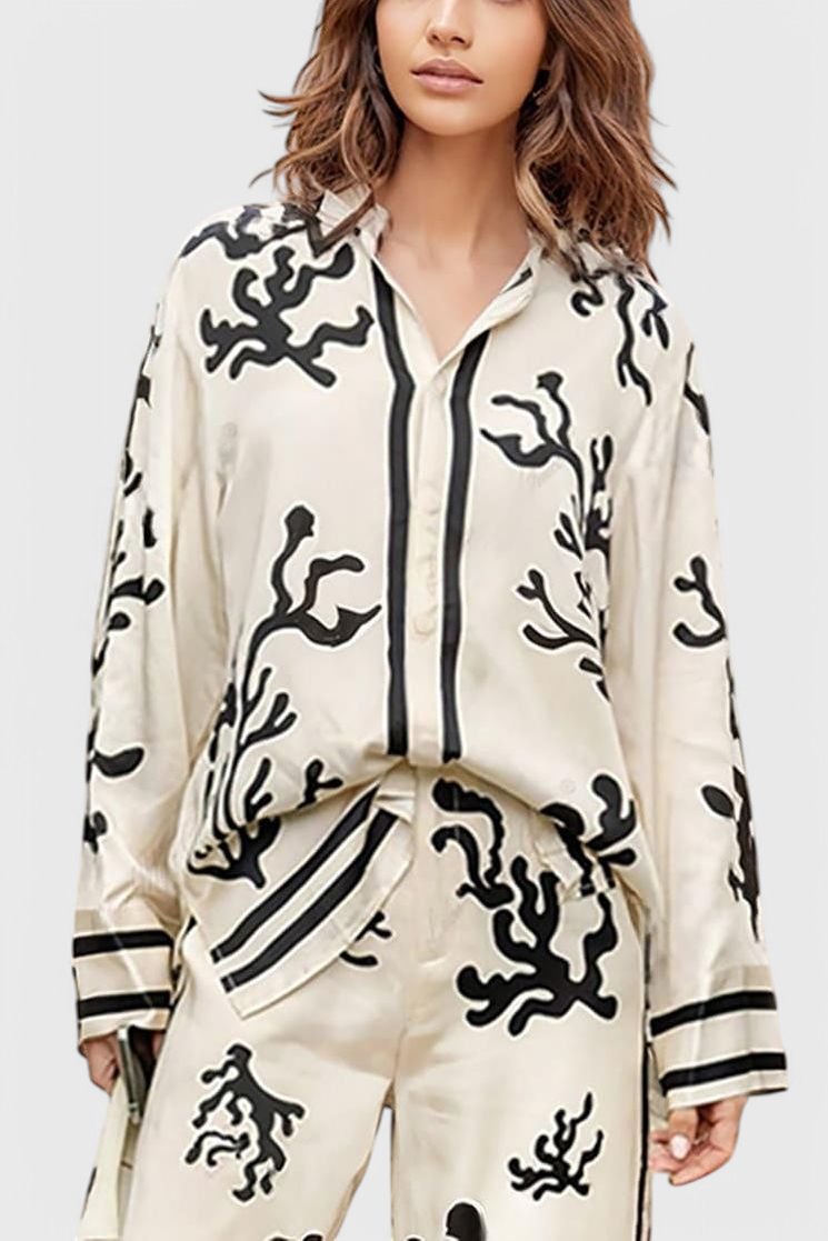 Nazaret | Conjunto de Pierna Ancha con Estampado Artístico