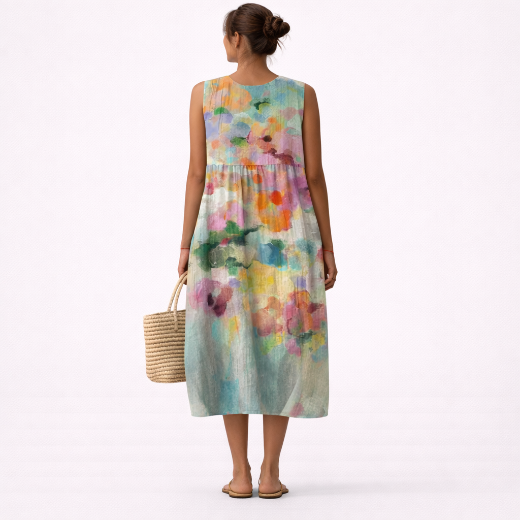 Aurora |  Vestido midi multicolor elegante