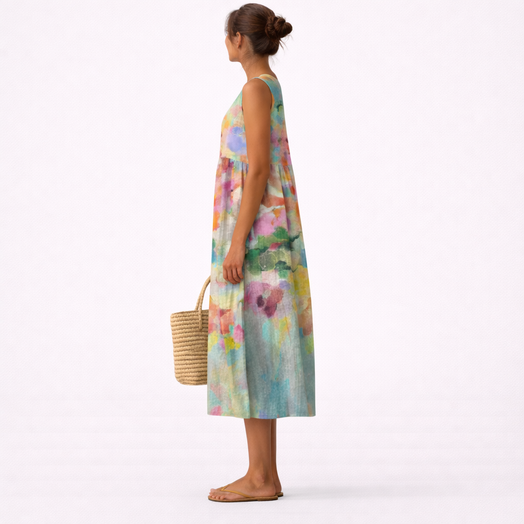 Aurora |  Vestido midi multicolor elegante