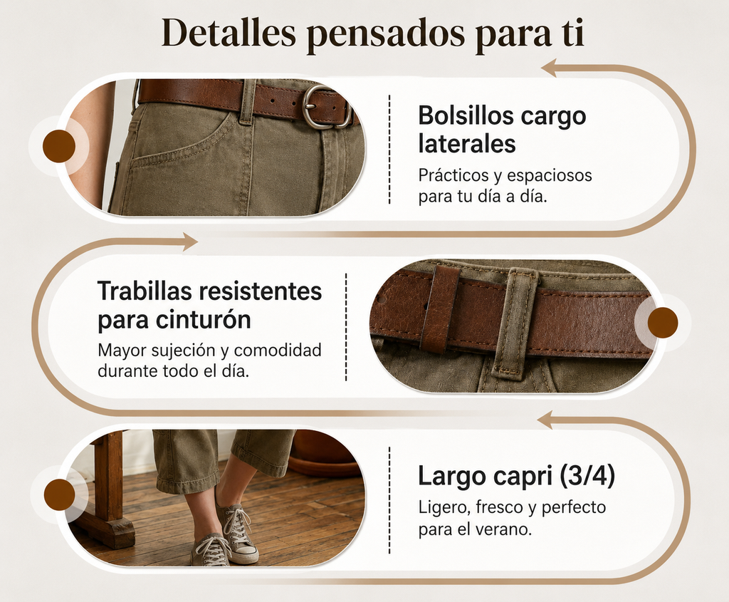 **📢 REBAJAS DE MEDIA TEMPORADA: 50 % DE DESCUENTO POR TIEMPO LIMITADO ⏰**  👖 **Pantalones capri cargo para mujer**, cómodos y versátiles, con múltiples bolsillos. Perfectos para el día a día, viajar y disfrutar del verano. ☀️