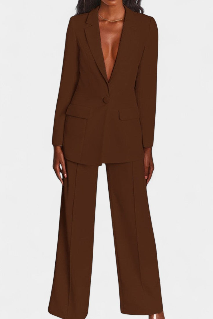 Marina Conjunto de Blazer a Medida y Pantalones de Pierna Ancha