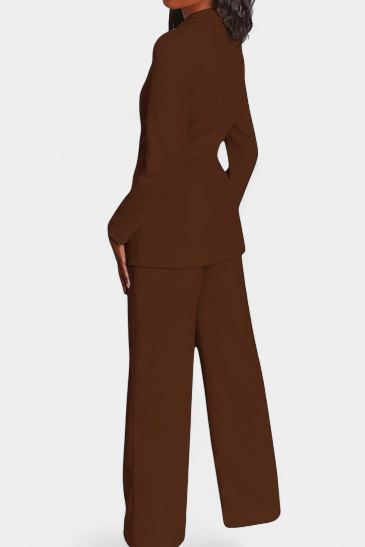 Marina Conjunto de Blazer a Medida y Pantalones de Pierna Ancha
