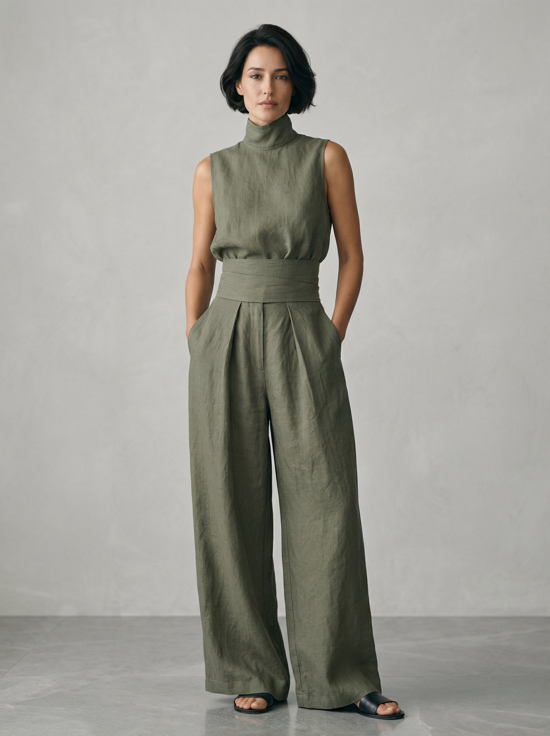 Nuria | Conjunto minimalista de blusa sin mangas