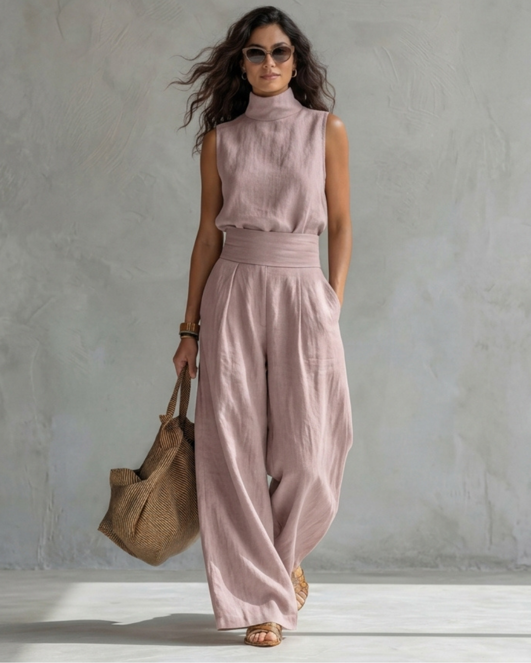 María | Conjunto de Pantalones Anchos Elegantes y Top
