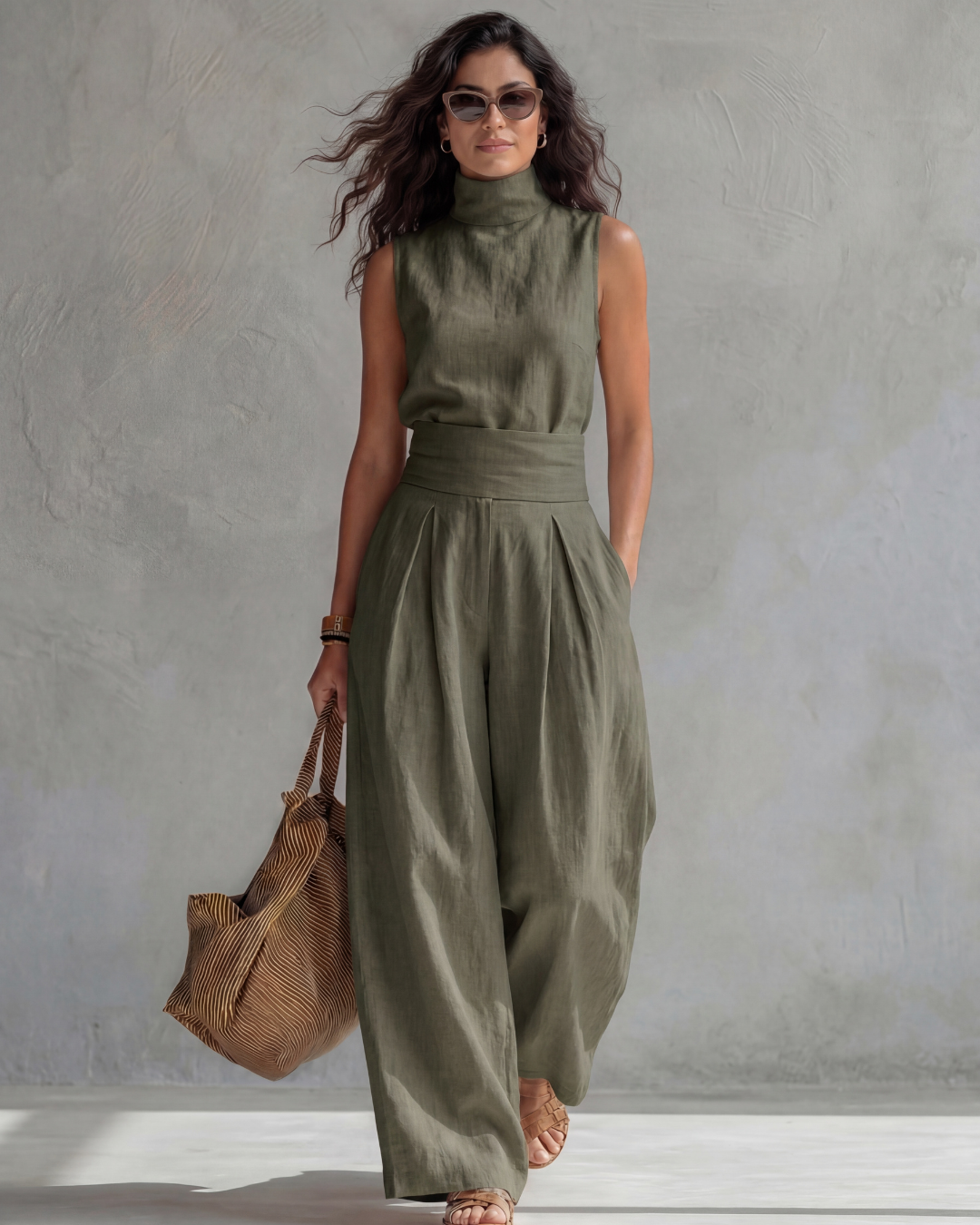 María | Conjunto de Pantalones Anchos Elegantes y Top
