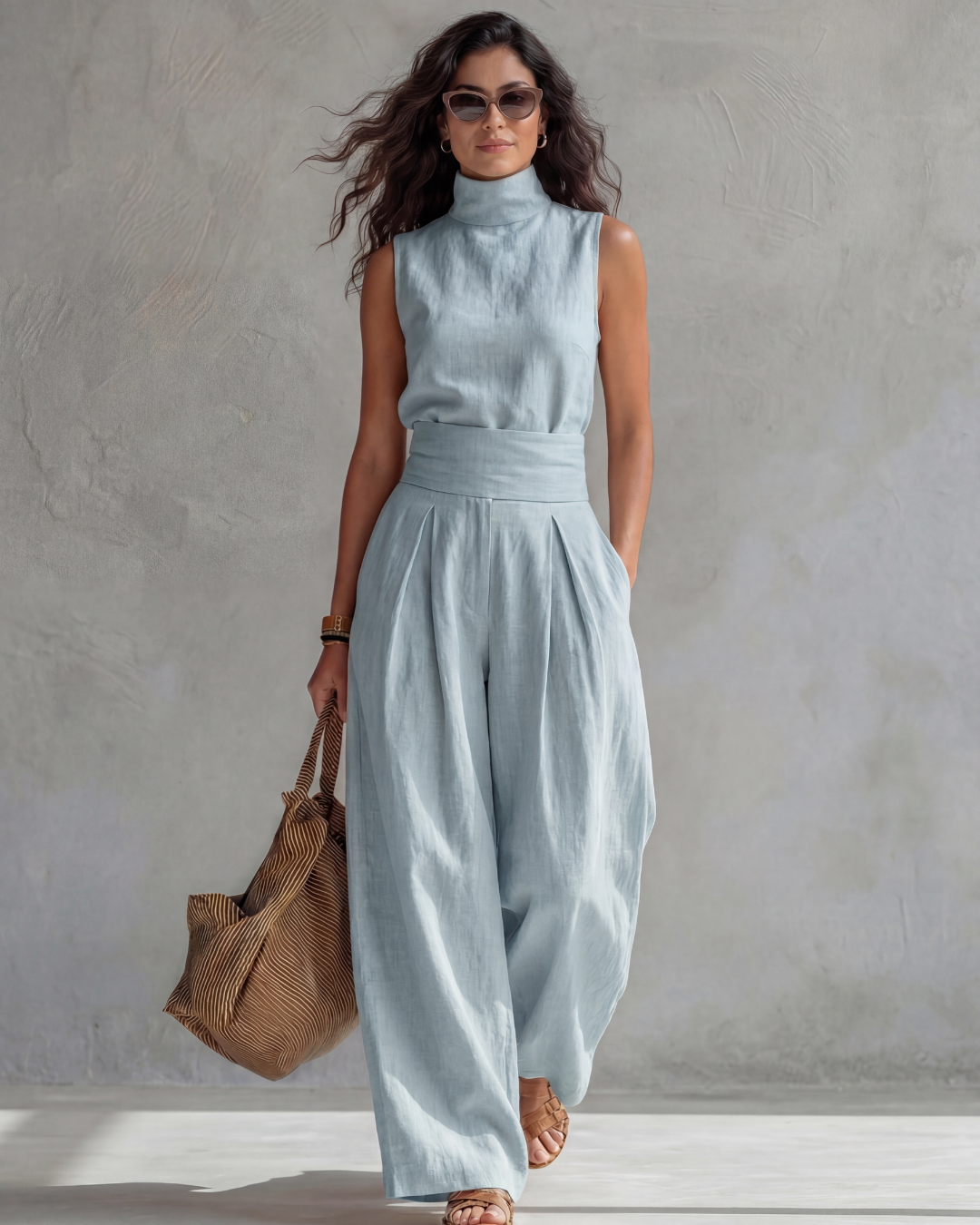 María | Conjunto de Pantalones Anchos Elegantes y Top