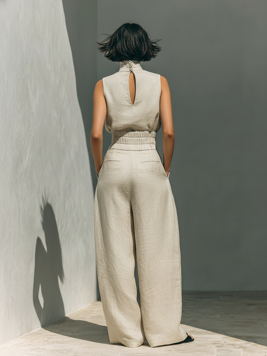 María | Conjunto de Pantalones Anchos Elegantes y Top