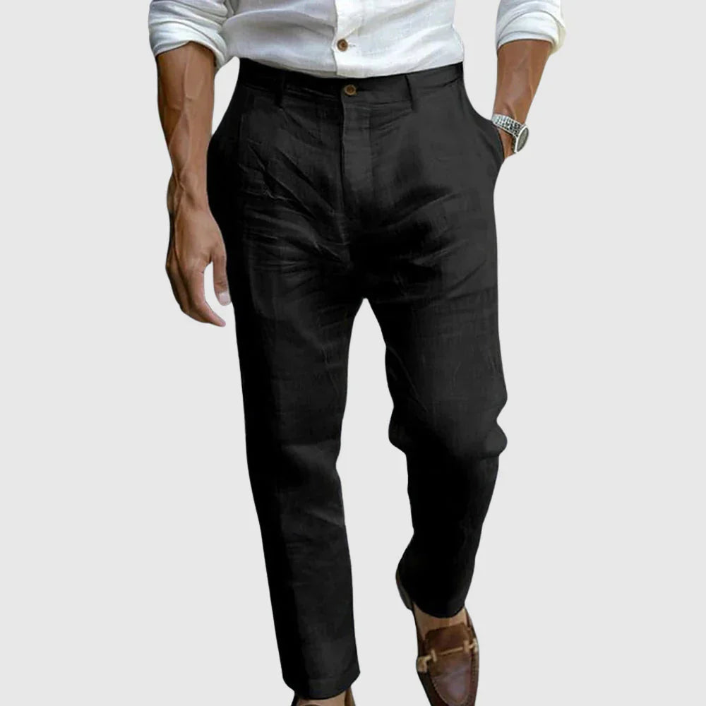 Aminuddin - Pantalón de lino de corte holgado