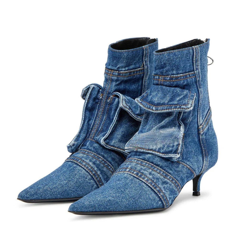 Sofia | Botines de diseño cargo en tejido tejano