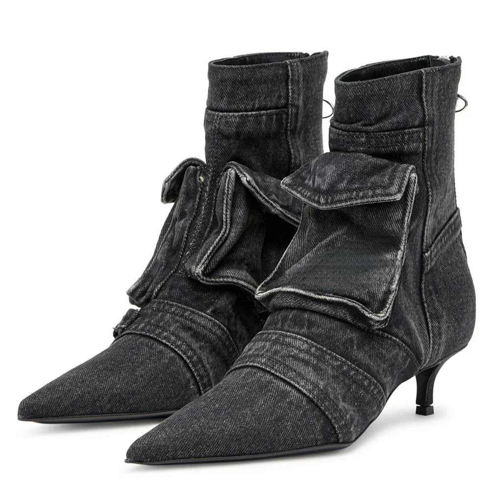 Sofia | Botines de diseño cargo en tejido tejano
