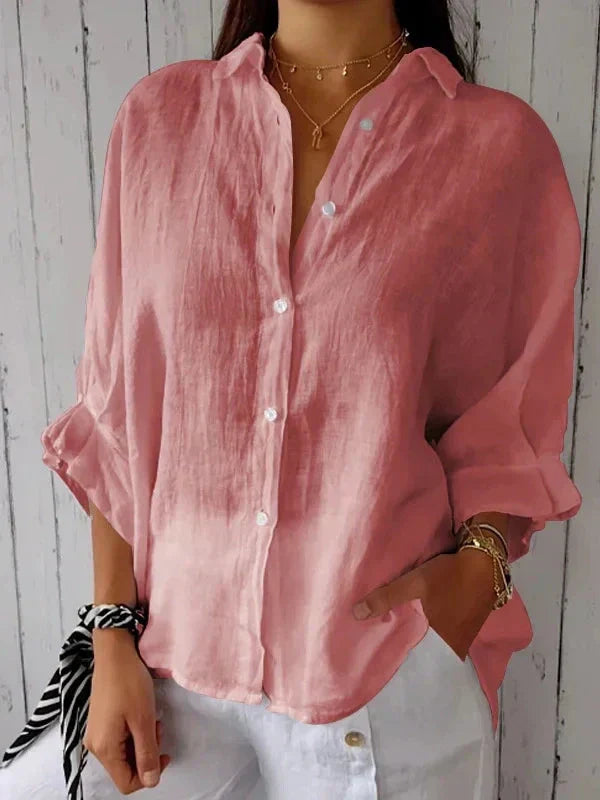 Aelita - Camisa Casual de Algodón y Lino