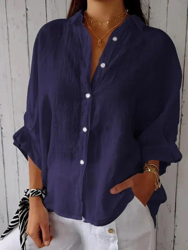 Aelita - Camisa Casual de Algodón y Lino